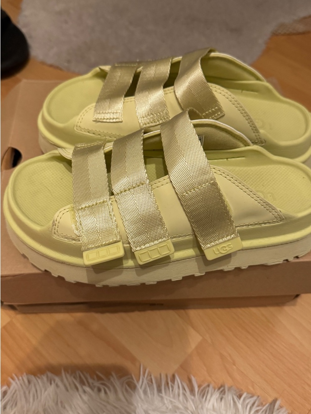 SOLD | UGG Goldenglow Yellow Strappy Slide Sandals